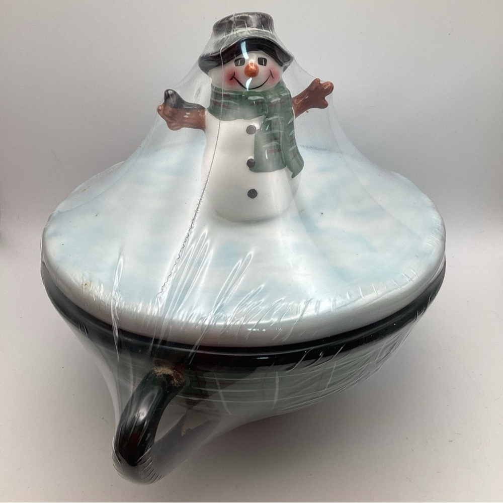 Oneida Snowman Portraits Christmas Fill-A-Bowl & Lid Mint in Box Fiddlestix